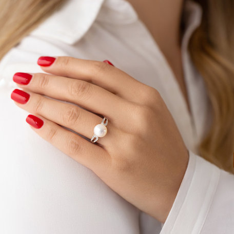 Diamond ring with Pearl Feelings of Marine
