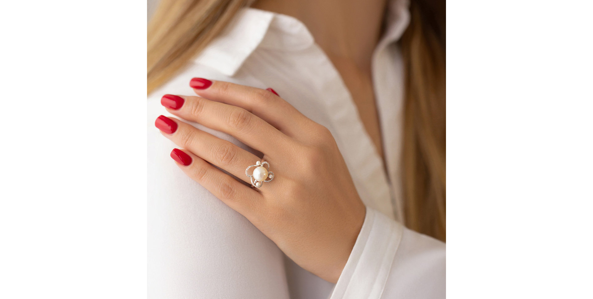 Diamond ring with Pearl Pearl Dream