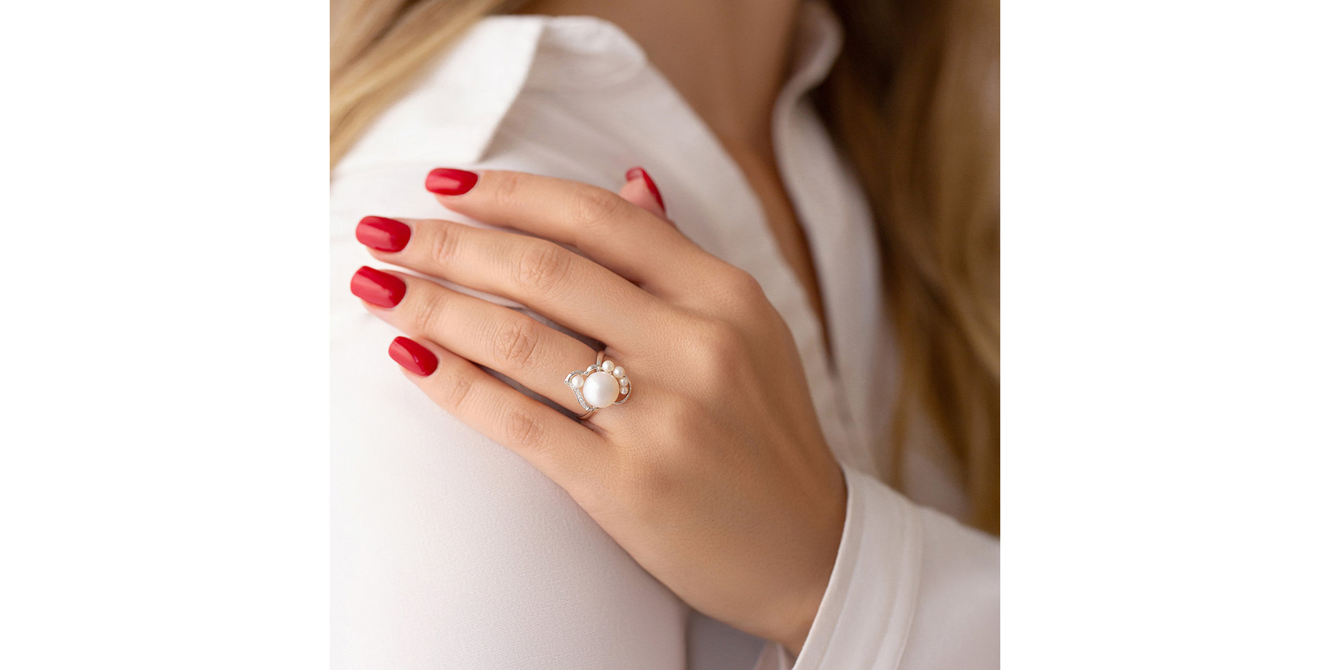 Diamond ring with Pearl Pearl Glam