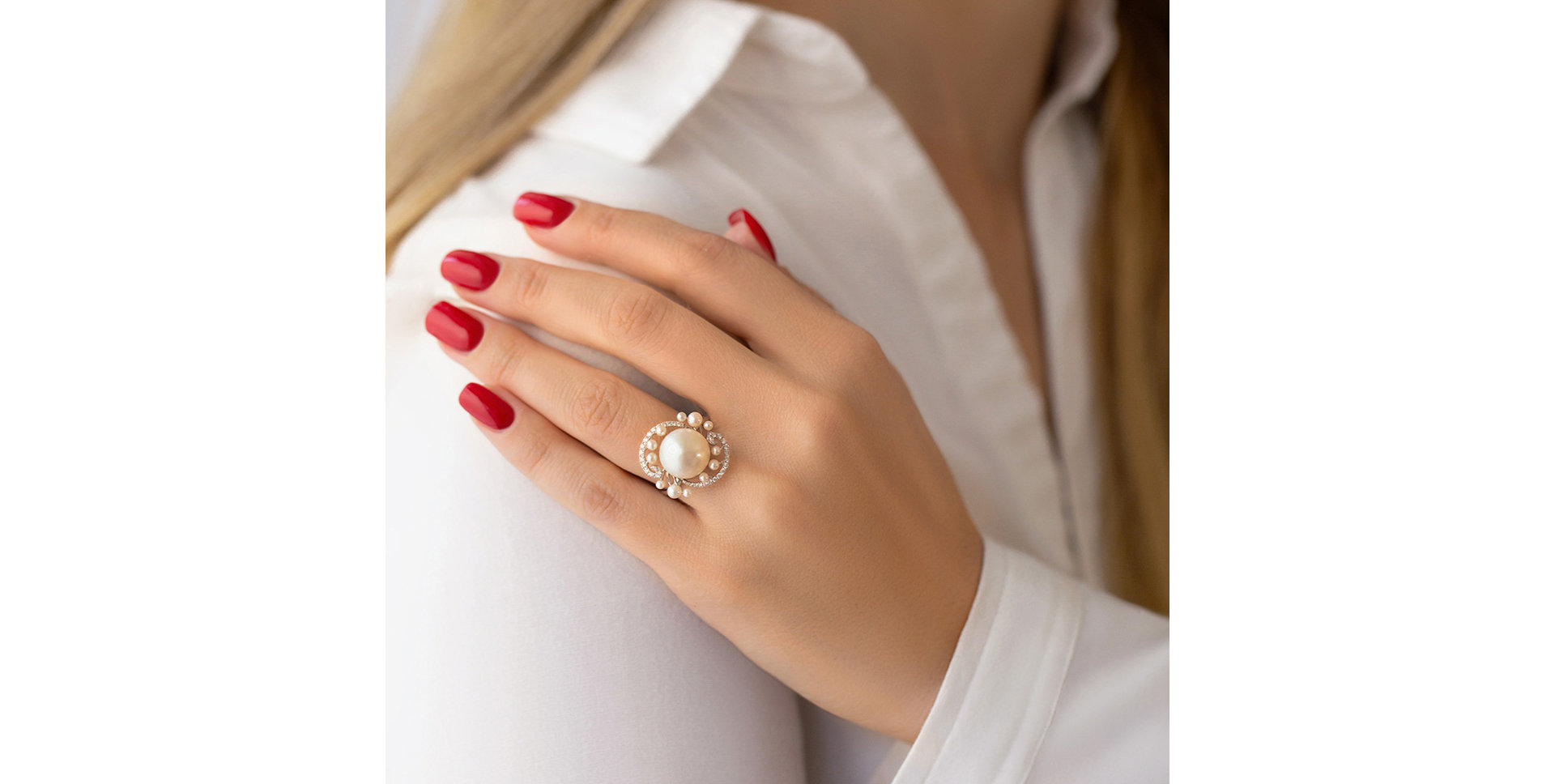 Diamond ring with Pearl Pearl Heaven