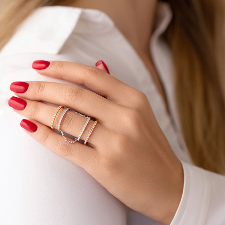 Ring with brown and white diamonds Margherita