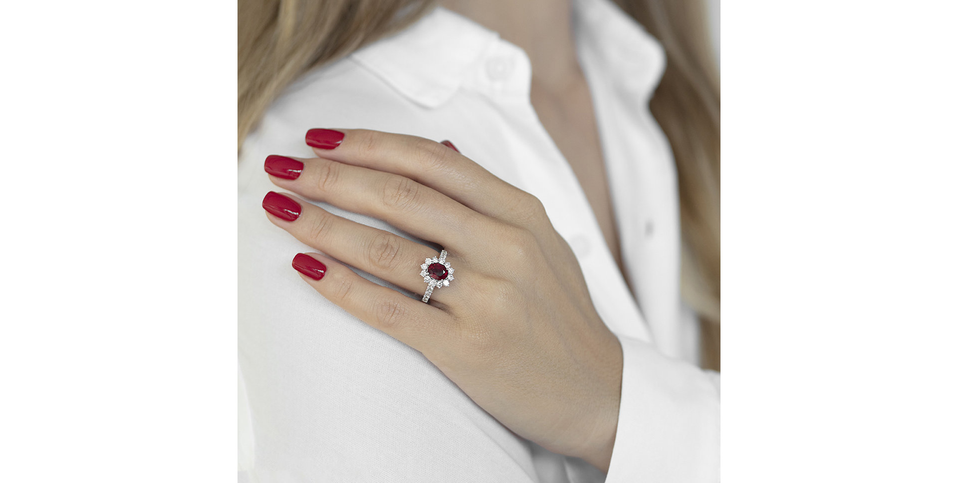 Diamond ring with Ruby Renaissance Poetry