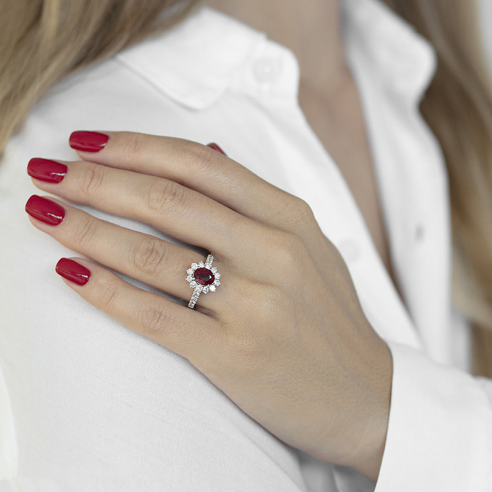 Diamond ring with Emerald Renaissance Poetry