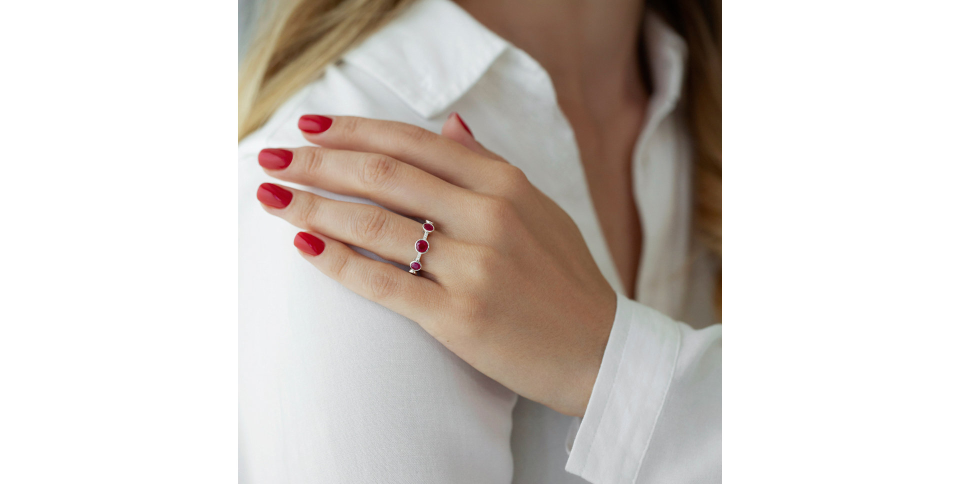 Diamond ring with Ruby Galaxy of Passion
