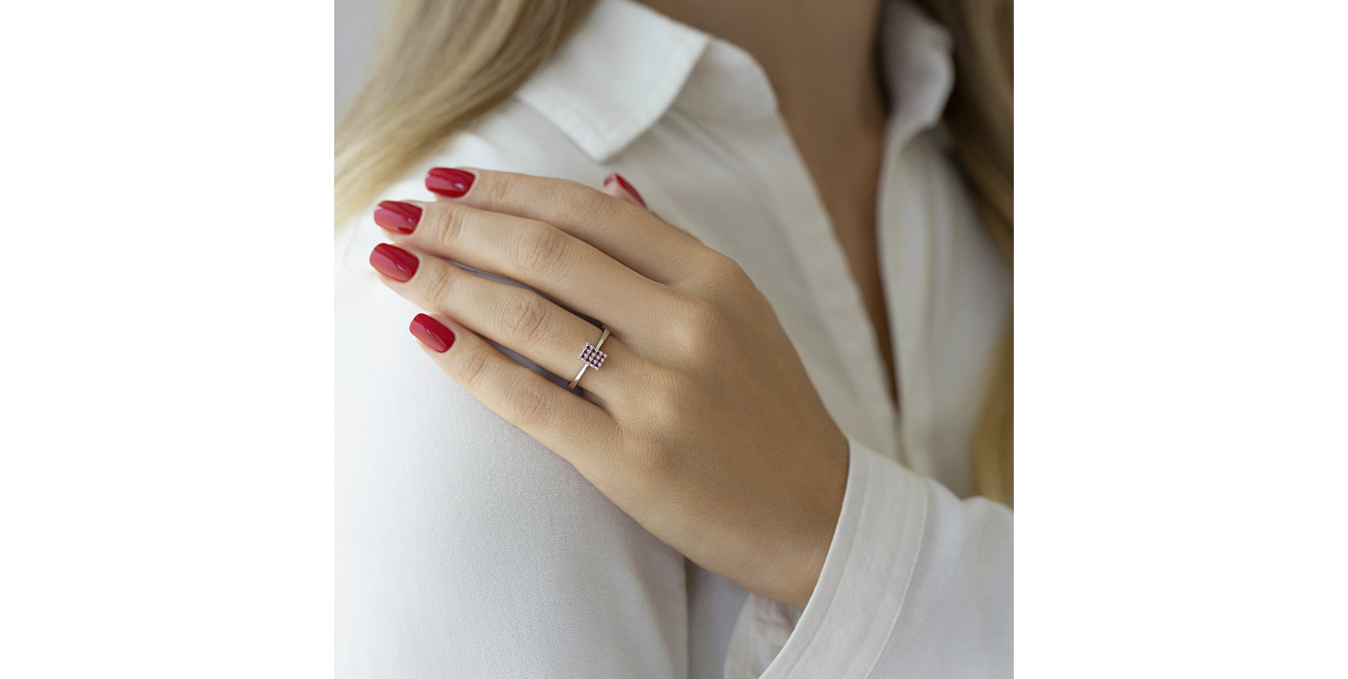 Ring with Sapphire Galaxy Mosaic