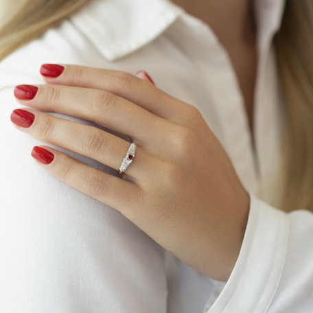 Diamond ring with Ruby In Love