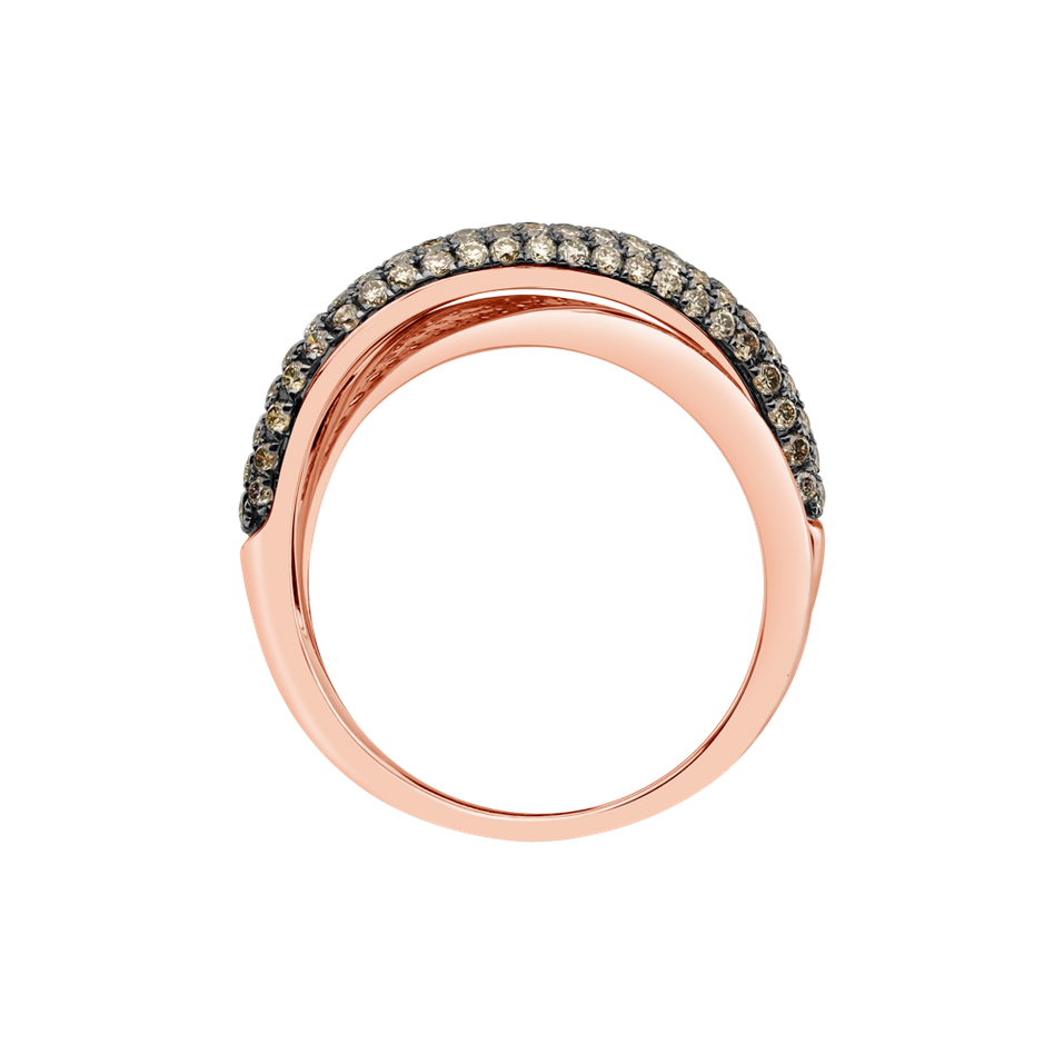 Ring with brown diamonds Star Labyrinth