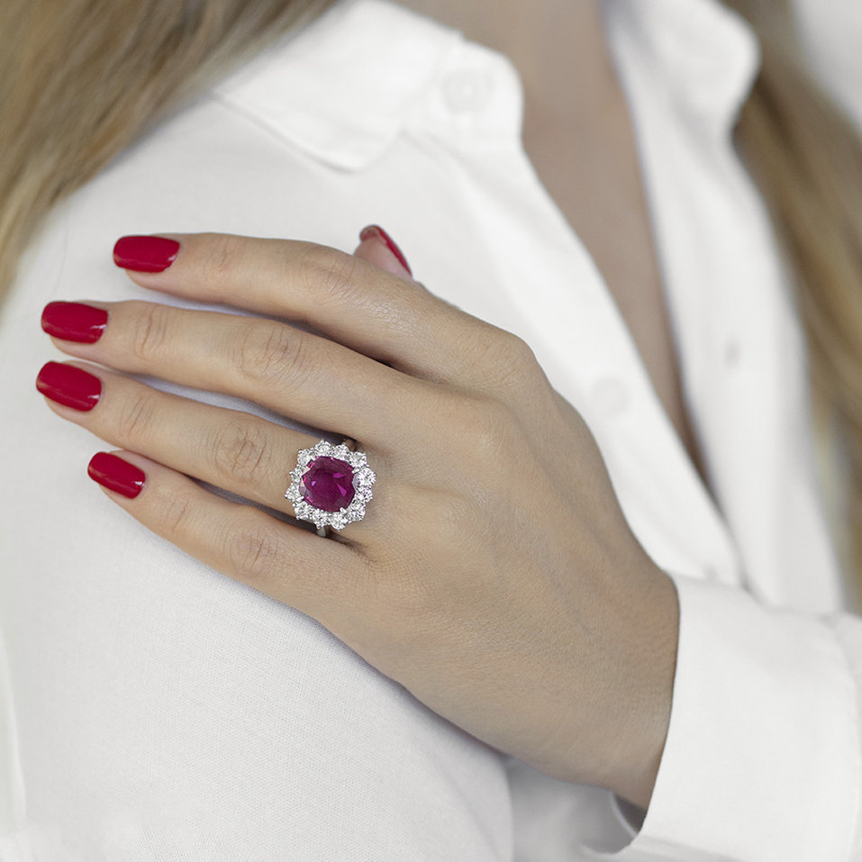 Diamond ring with Ruby Red Czarina