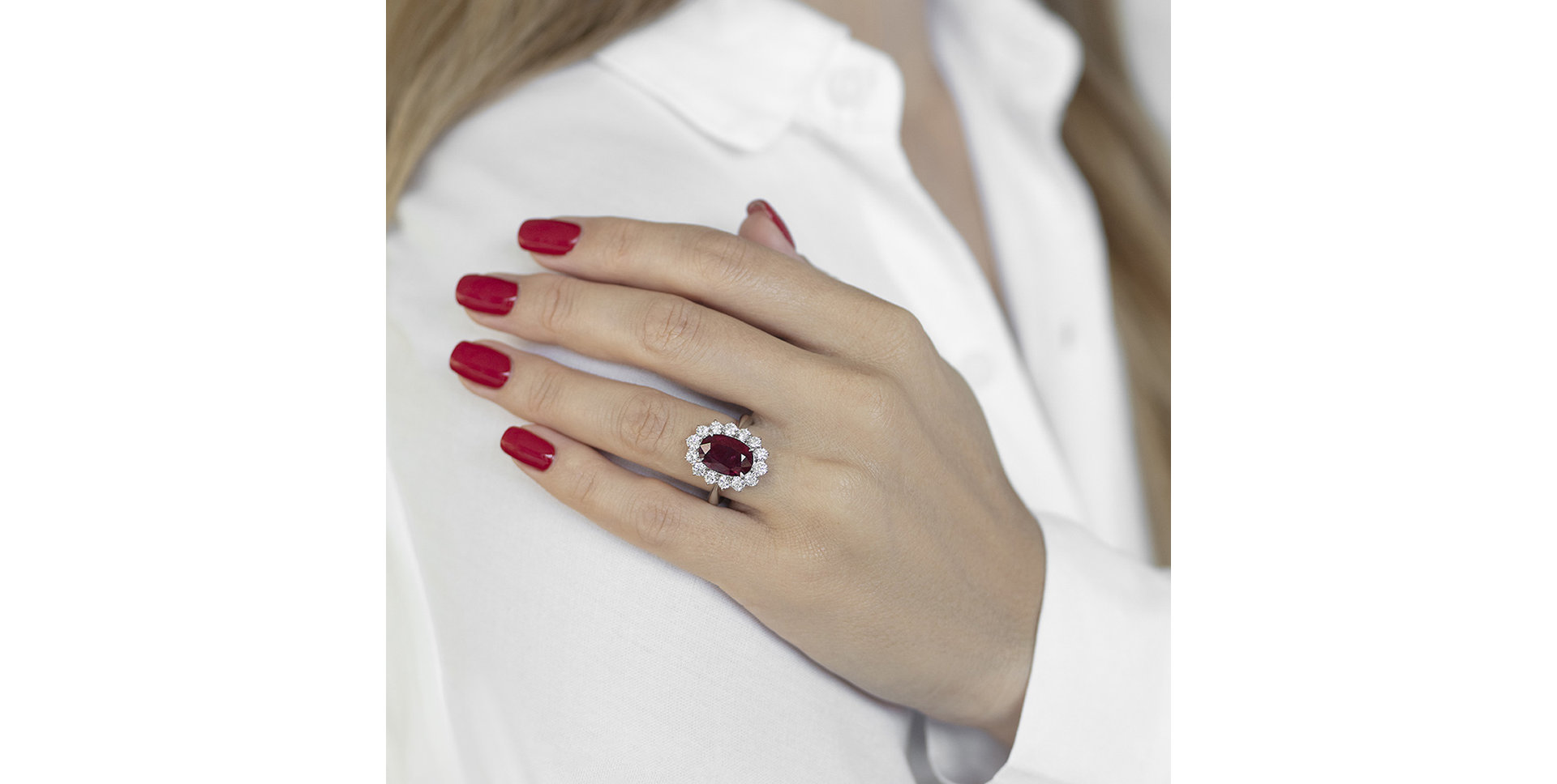 Diamond ring with Ruby Czarina Star