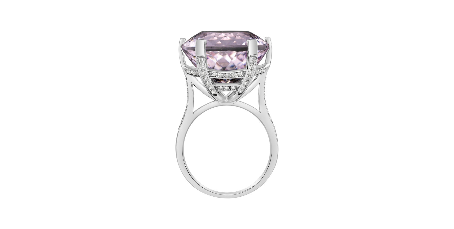 Diamond ring with Kunzite Fairytale Seraph