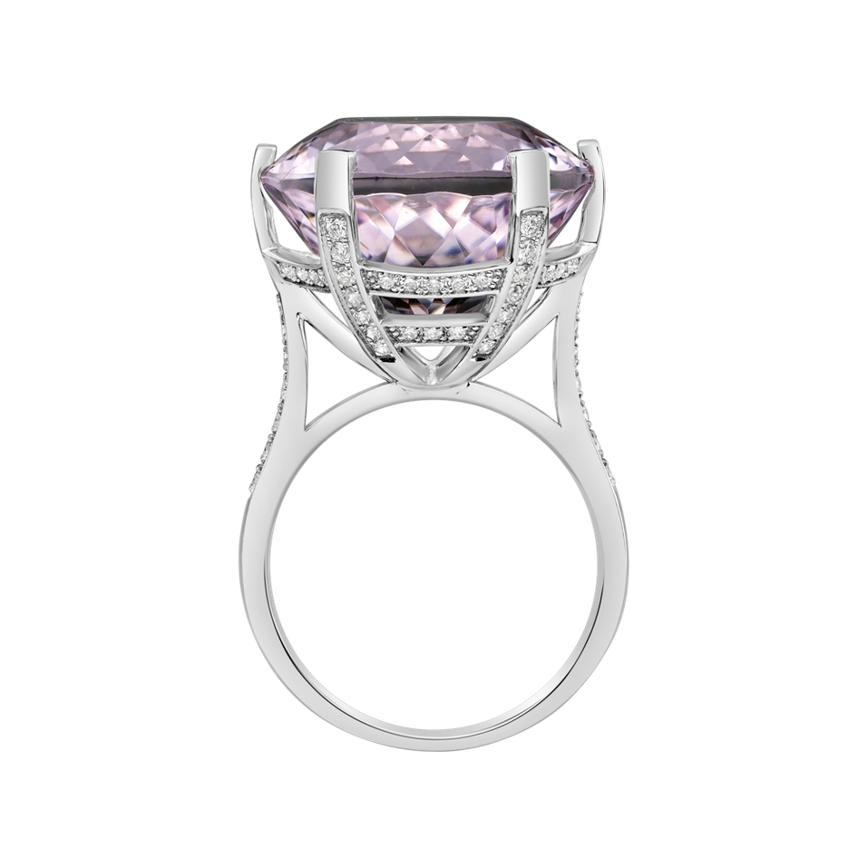 Diamond ring with Kunzite Fairytale Seraph