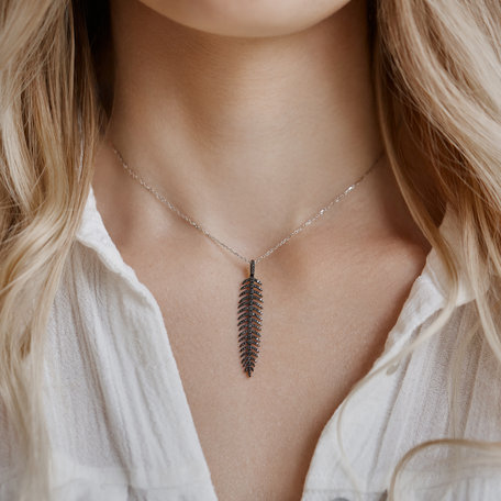 Pendant with black diamonds Amazing Feather