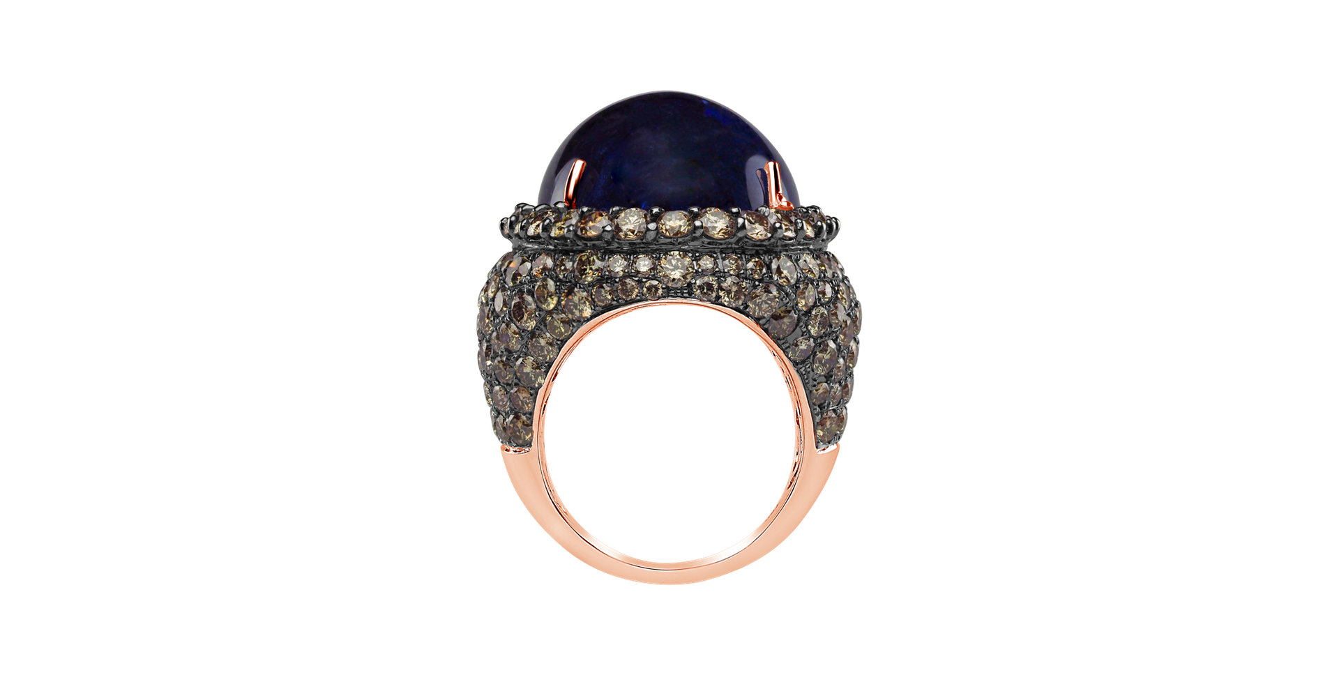 Ring with Tanzanite and brown diamonds Blue Eye