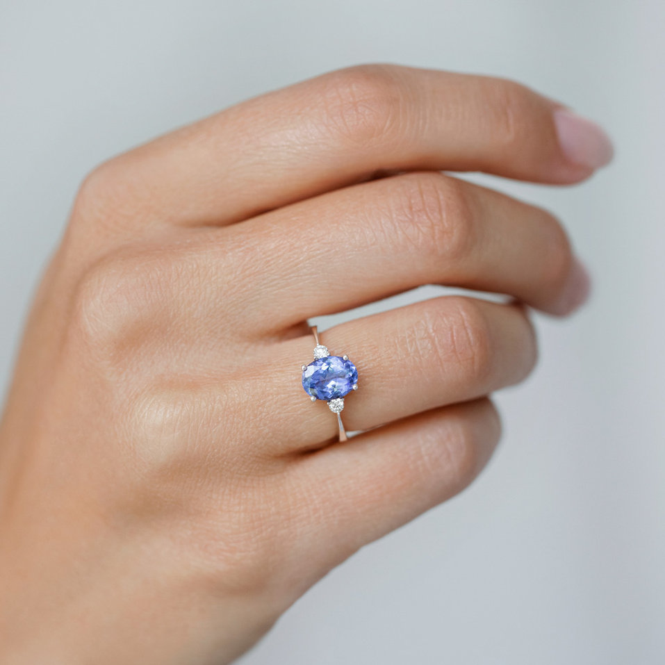 Diamond ring with Tanzanite Villain of Midnight