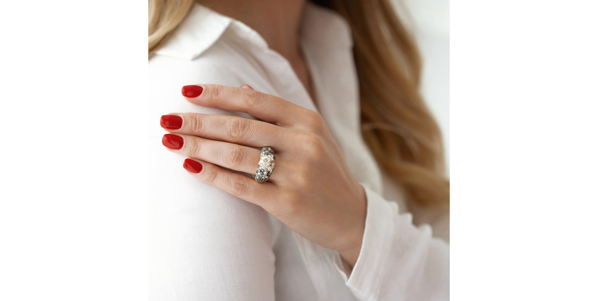Ring with pink,brown and black diamonds Inferno Miracle