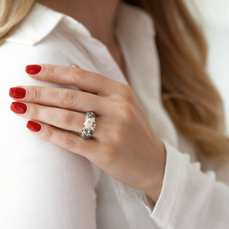 Ring with pink,brown and black diamonds Inferno Miracle