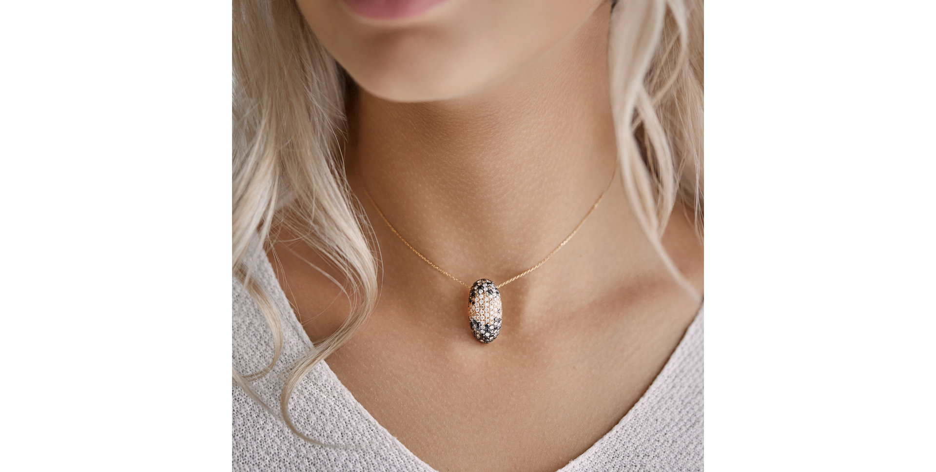 Pendant with white, brown and black diamonds Inferno Planet