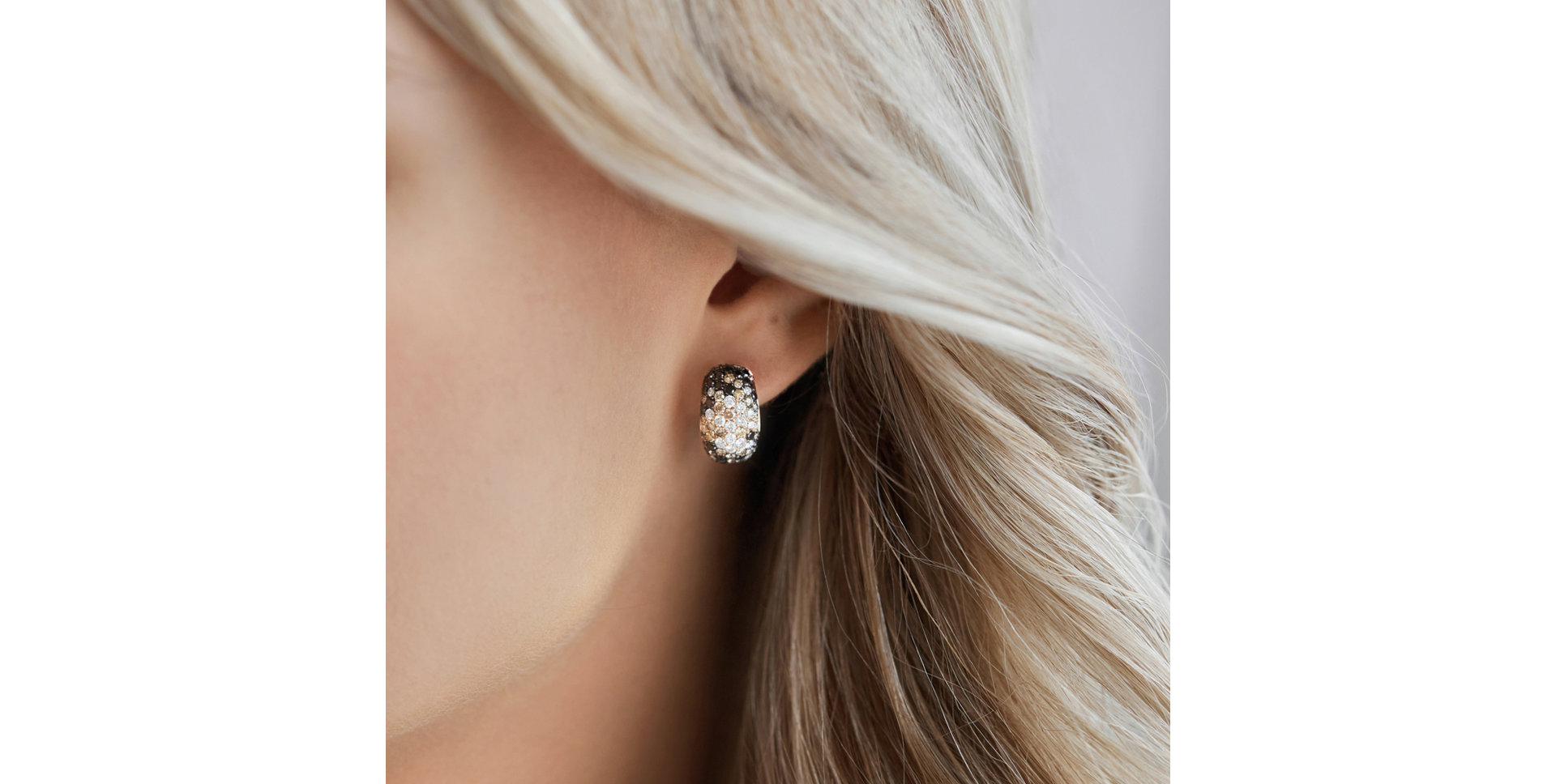 Earrings with white, brown and black diamonds Inferno Diamonds