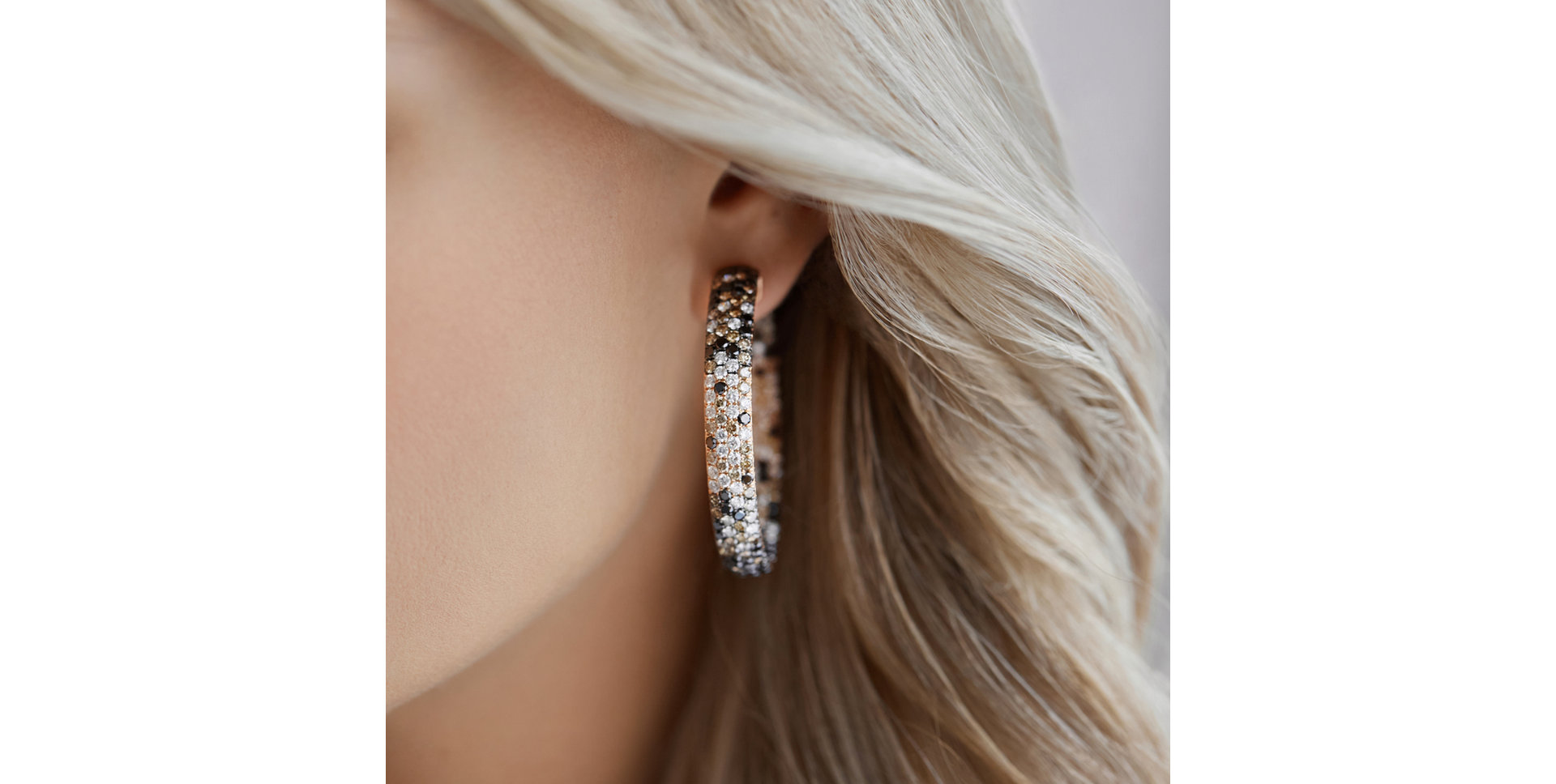 Earrings with white, brown and black diamonds Inferno Passion