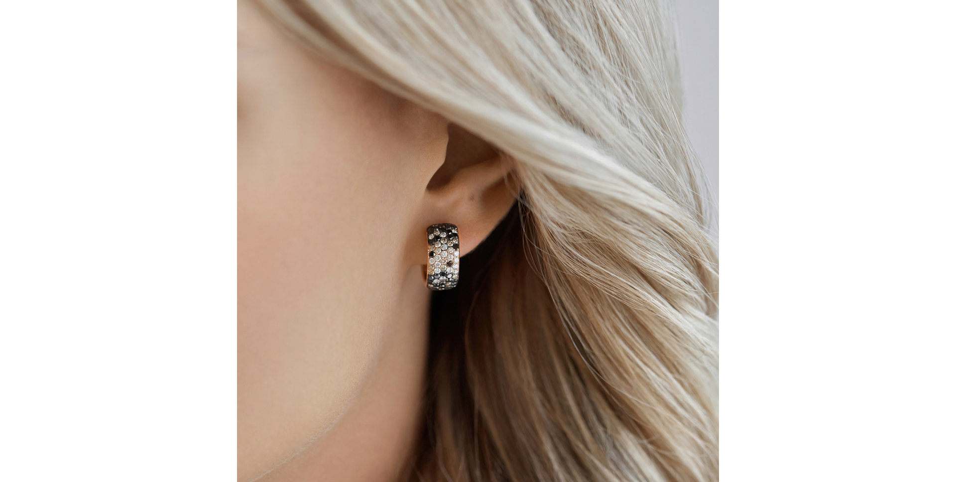 Earrings with white, brown and black diamonds Inferno Love