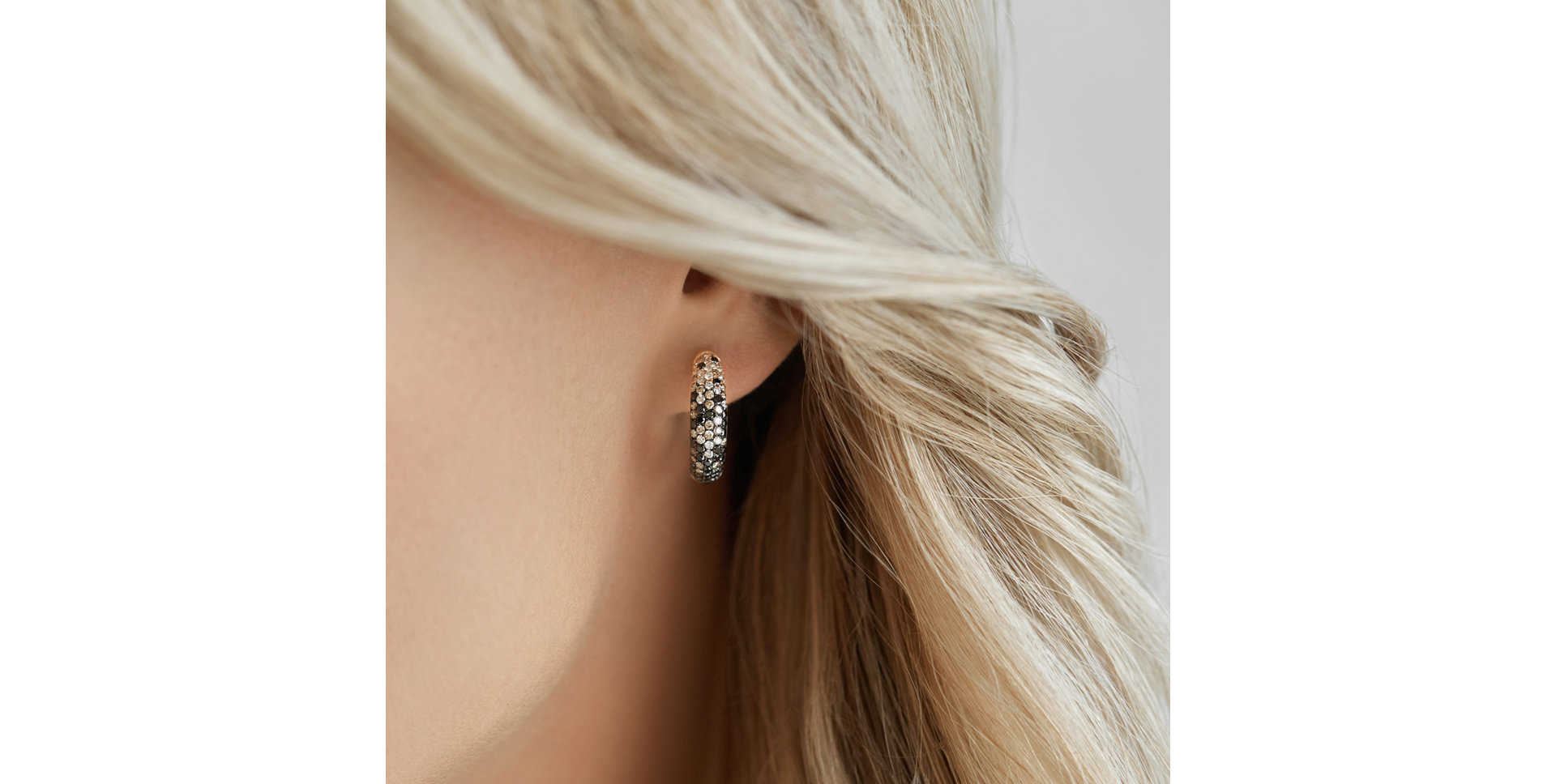 Earrings with white, brown and black diamonds Inferno Rain