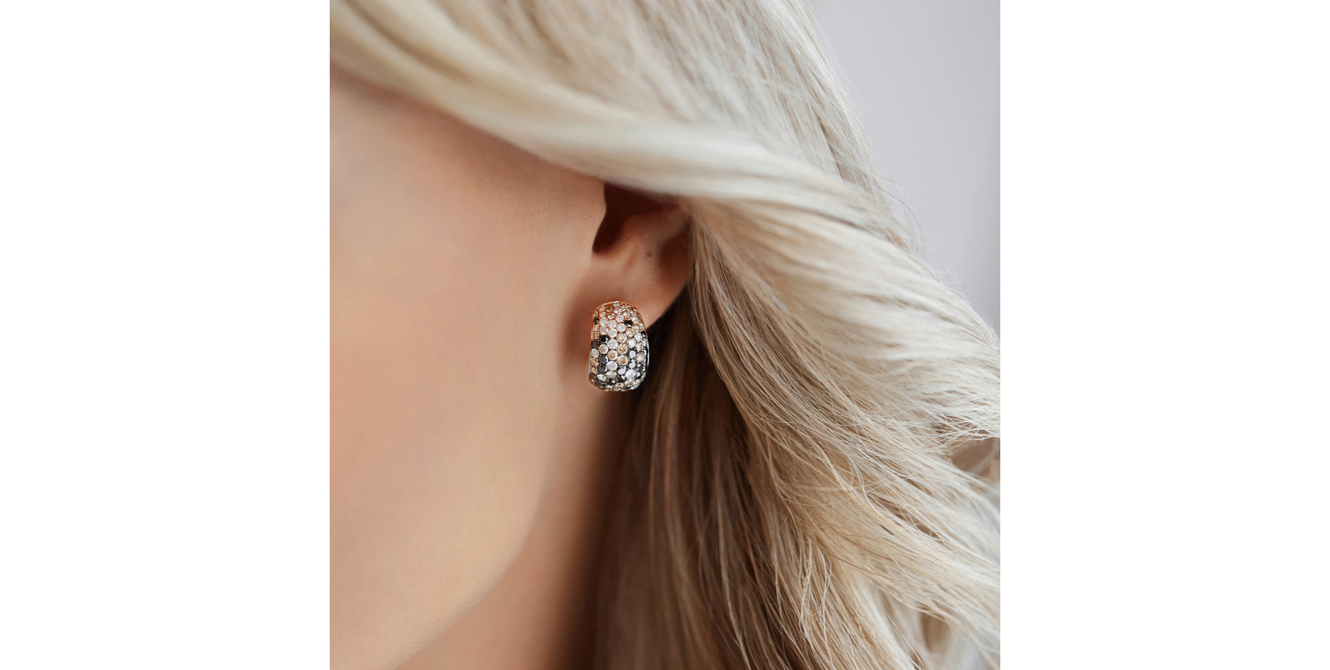 Earrings with white, brown and black diamonds Inferno Treasure