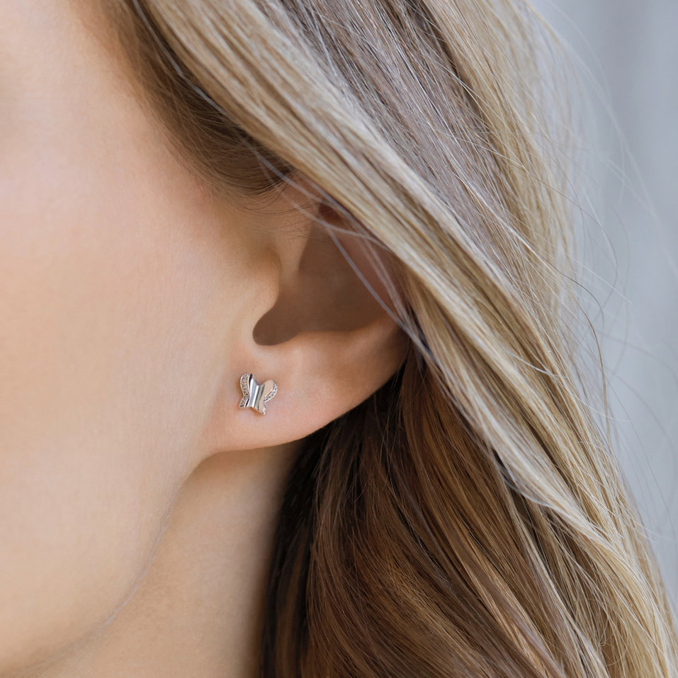 Diamond earrings Tiny Butterfly