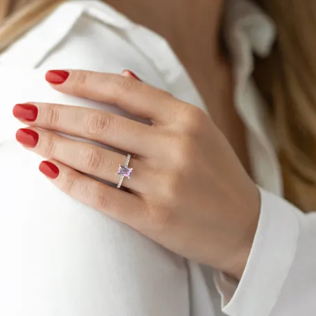 Diamond rings with Amethyst Miracle Gem