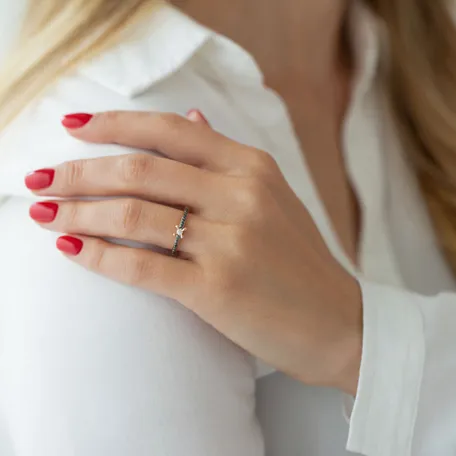 Ring with black and white diamonds Moonlight Ray