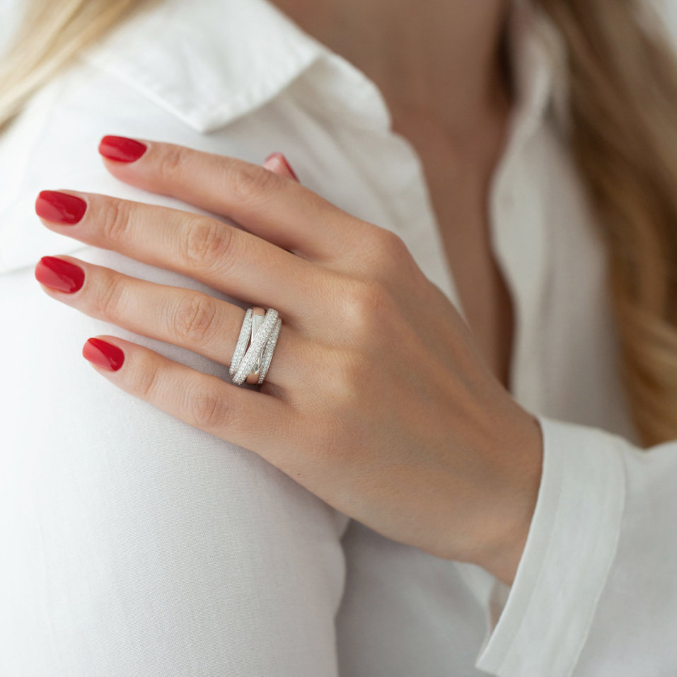Ring with white, brown and black diamonds Starshine Glam