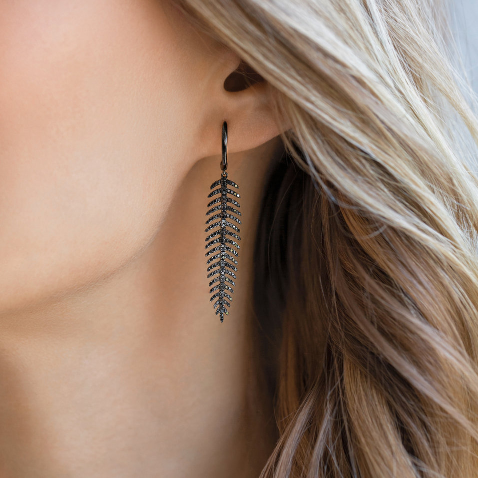 Earrings with brown diamonds Galaxy Feather