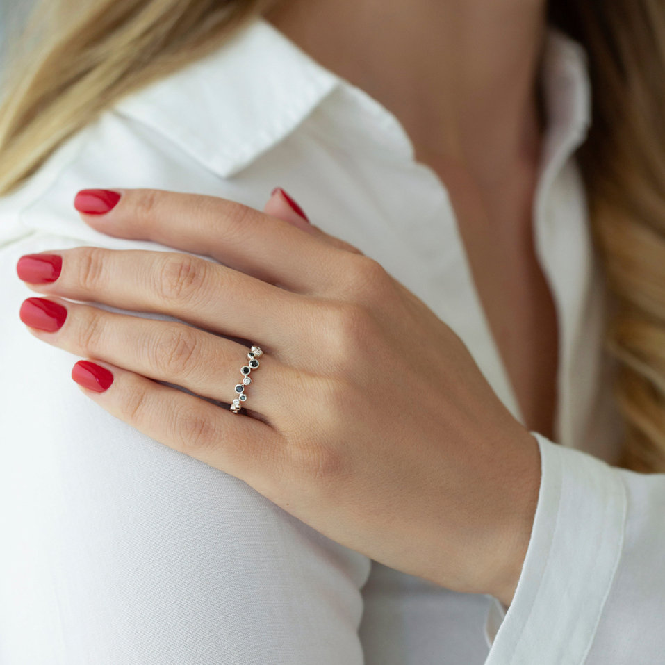 Ring with white, brown and black diamonds Virgin Tears