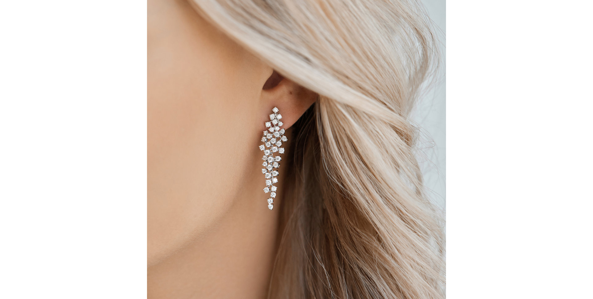 Earrings with white, brown and black diamonds Sparkling Waterfall