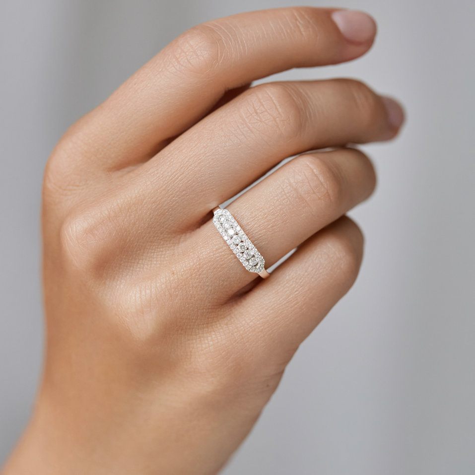 Ring with black and white diamonds Bright Life