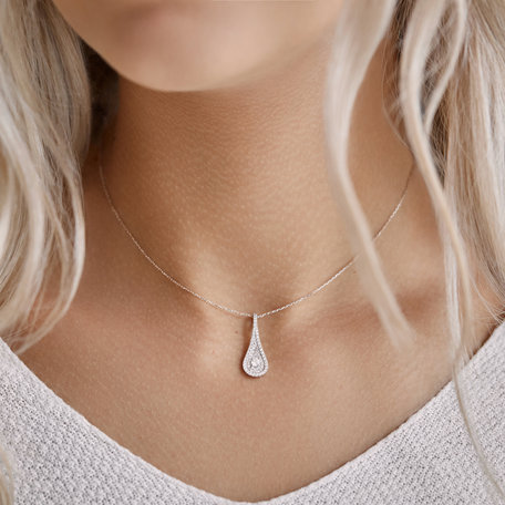 Pendant with black and white diamonds Classy Drop