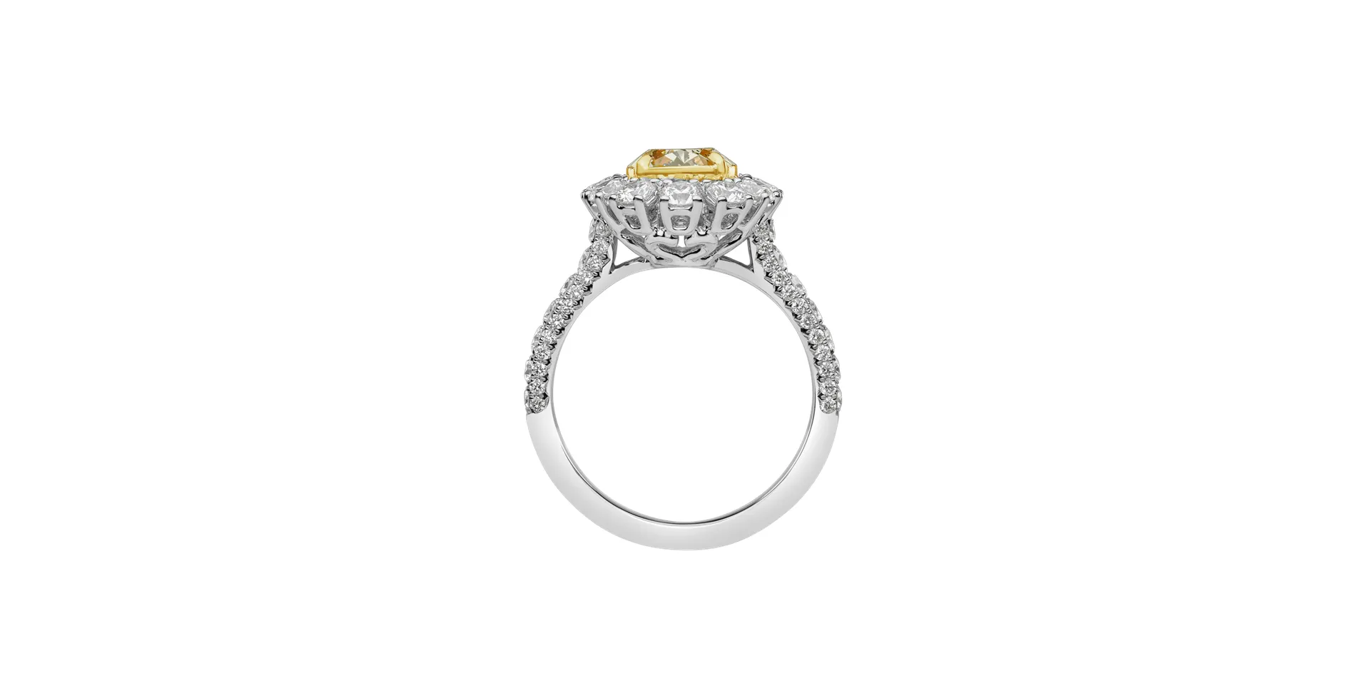 Ring with yellow diamonds and white diamonds Bright Sunrise