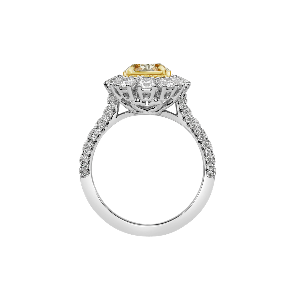 Ring with yellow diamonds and white diamonds Bright Sunrise