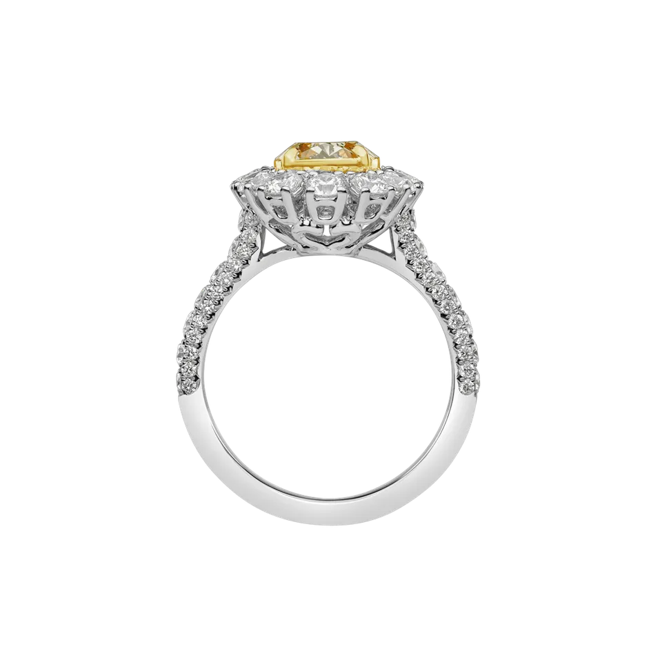 Ring with yellow diamonds and white diamonds Bright Sunrise