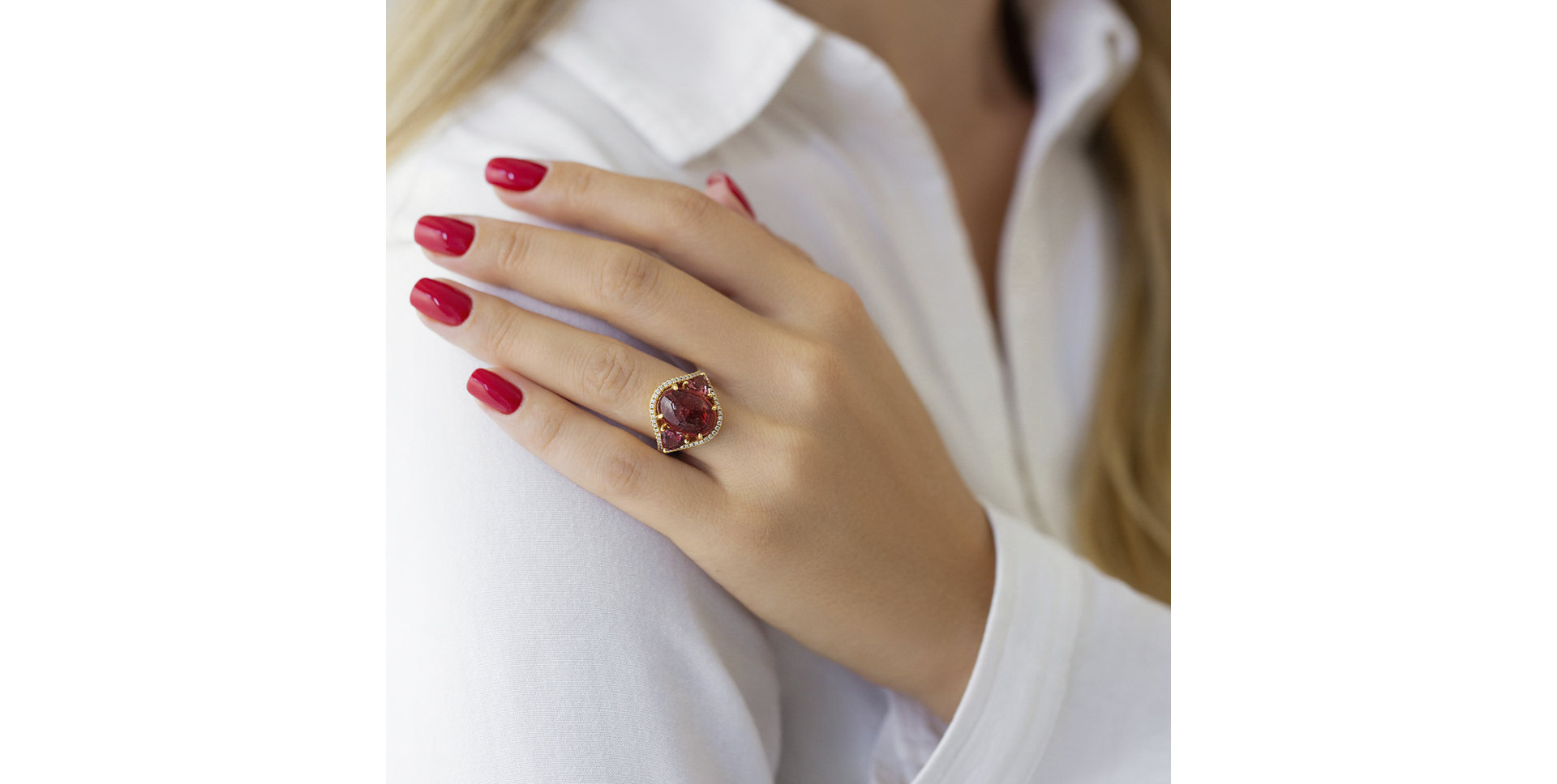 Diamond ring with Tourmalíne Arabic Glamour