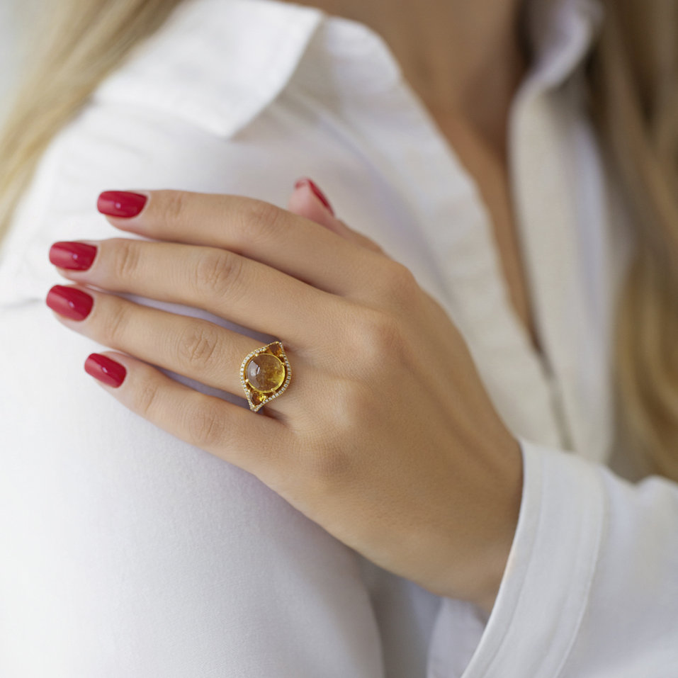 Diamond ring with Tourmalíne Arabic Midnight