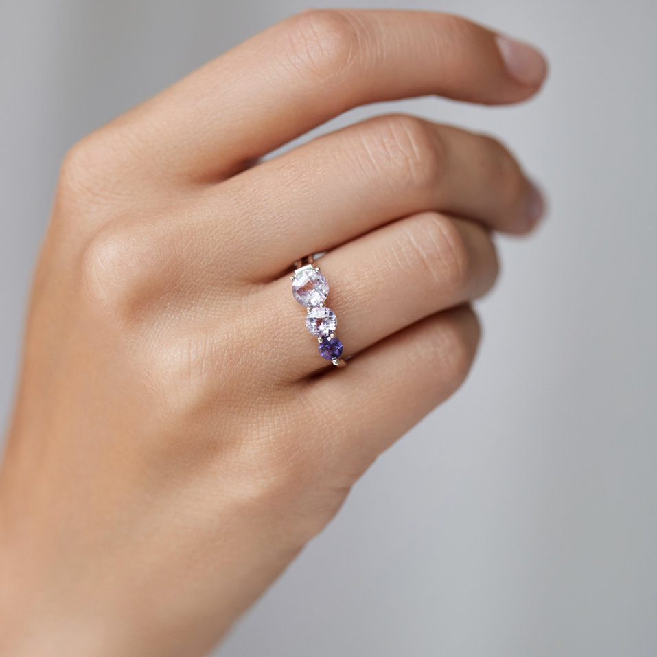 Ring with Amethysts Brazil Tripple Bonbons