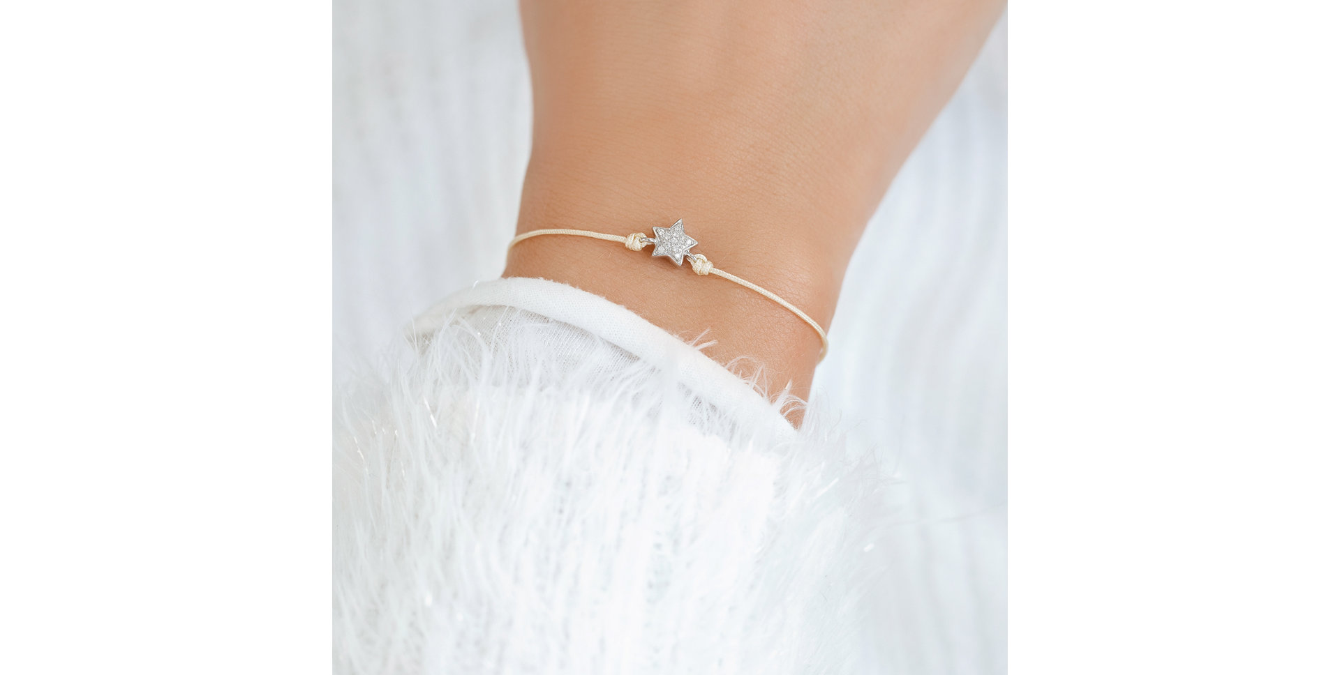 Diamond bracelet with cord Star Message