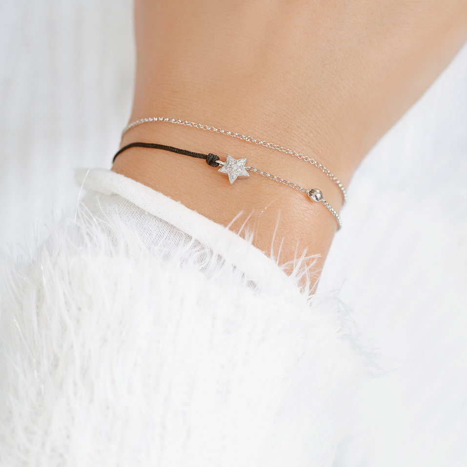 Diamond bracelet with cord Dream Message