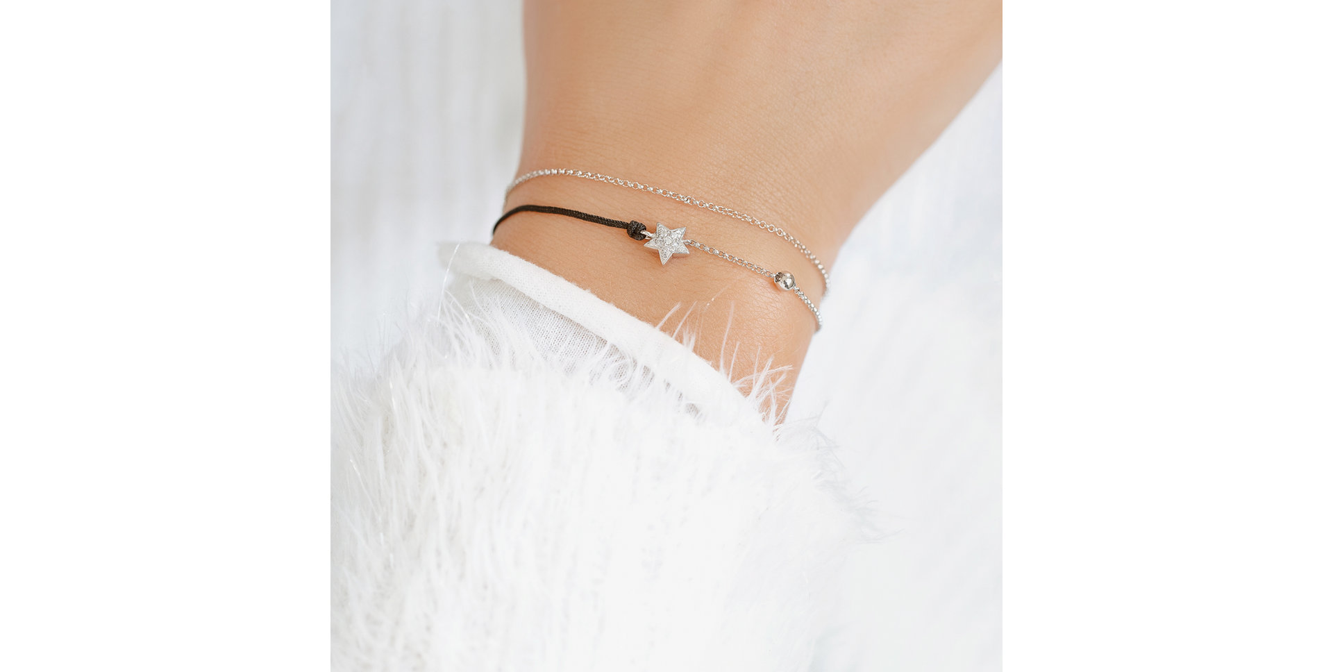 Diamond bracelet with cord Dream Message
