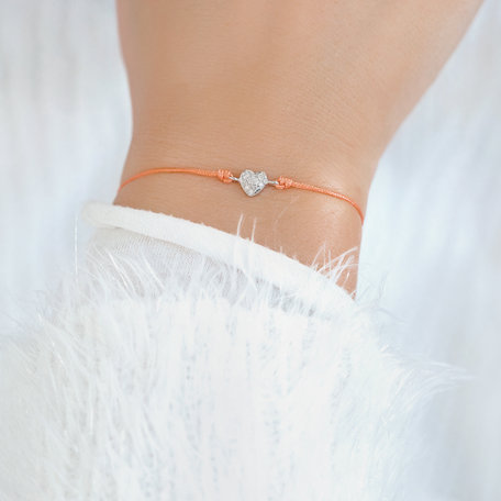 Diamond bracelet with cord Pretty Heart
