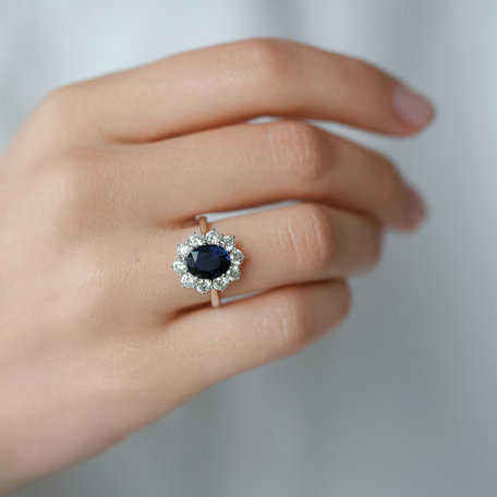 Diamond ring with Sapphire Sky Goddess