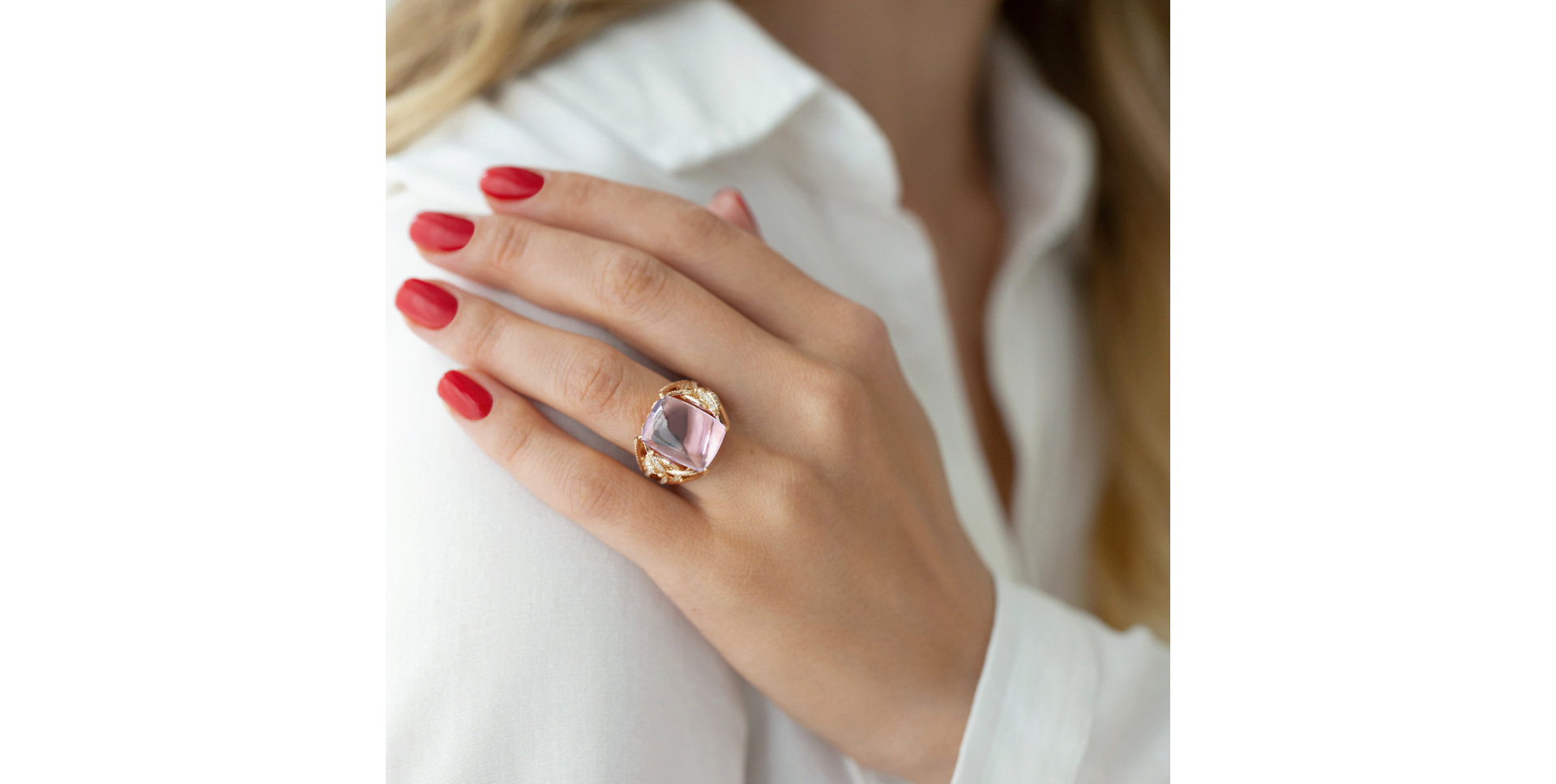 Ring with Amethyst, brown and white diamonds Fascinating Ladyship