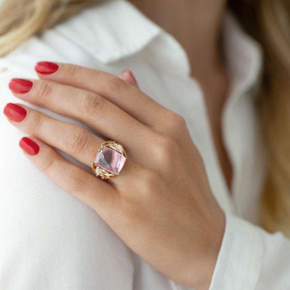 Ring with Amethyst, brown and white diamonds Fascinating Ladyship