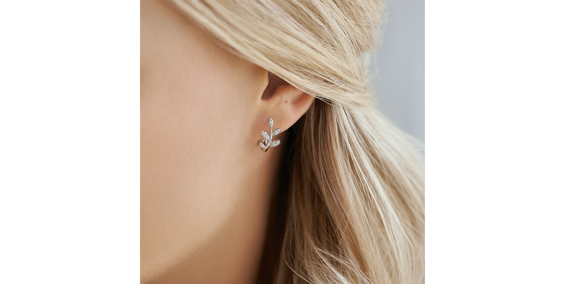 Diamond earrings Frozen Leaf
