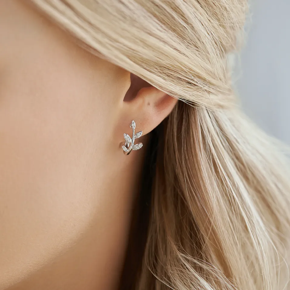 Diamond earrings Frozen Leaf